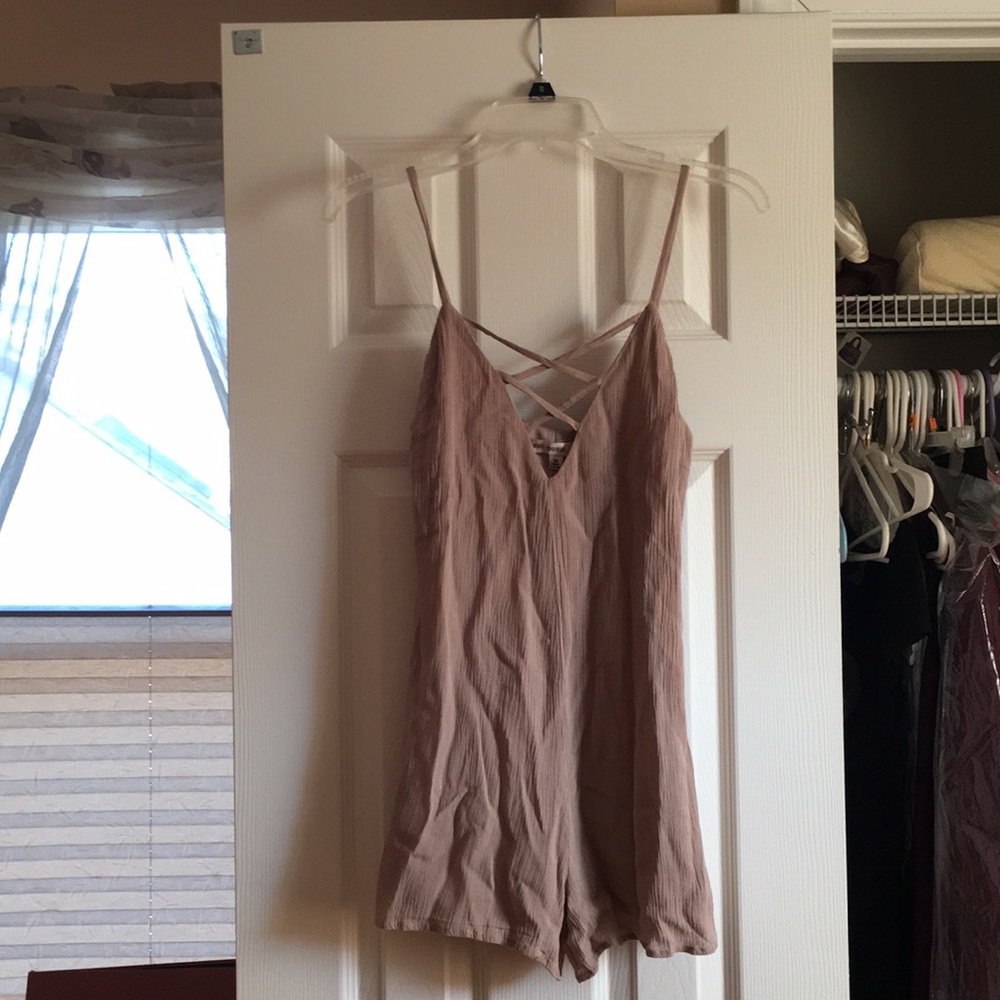 Tan Romper with Cross Front Design